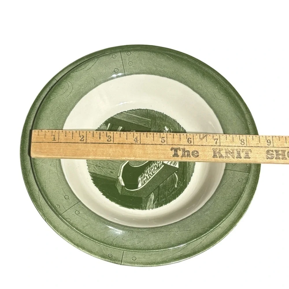 2~Vintage 1950s Green Colonial Homestead by Royal Ironstone China Serving Bowls